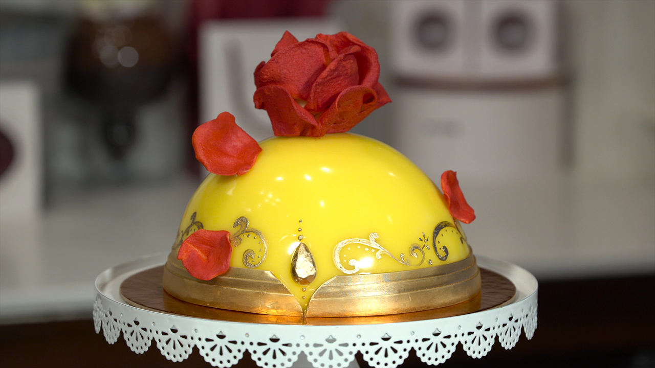 Beauty and the Beast Enchanted Rose Cake Disney Springs