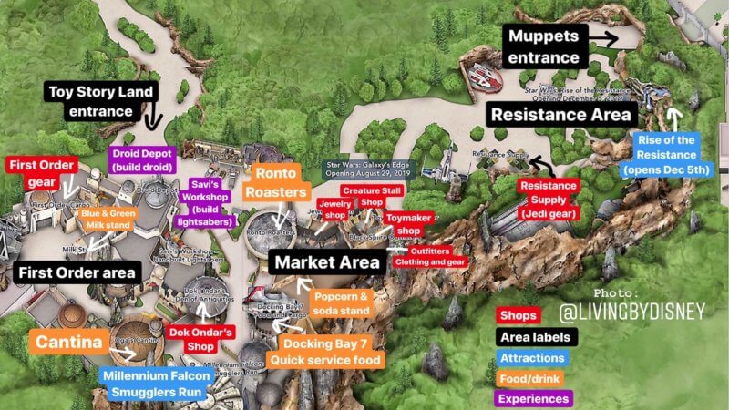 Map of Star Wars Galaxy's Edge in Walt Disney World